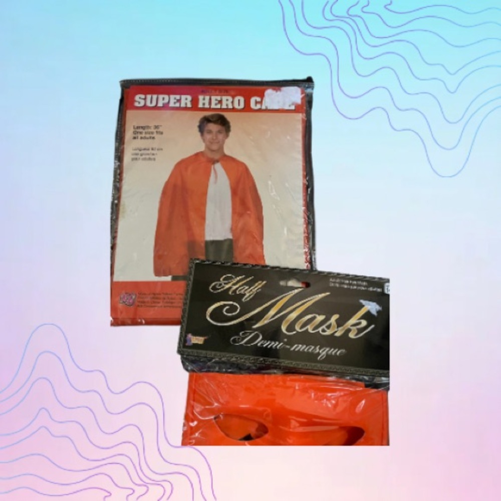 ORANGE Superhero Mask & Cape
